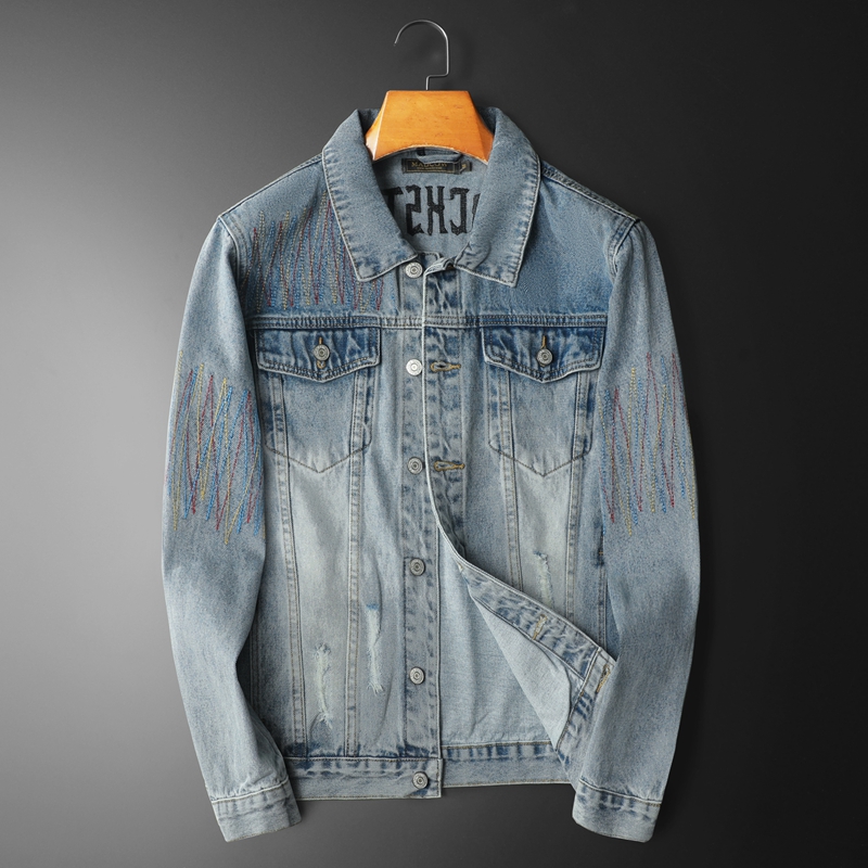 Streetwear High End Brand - Merk Vintage Gewassen Denim Jas Mannen