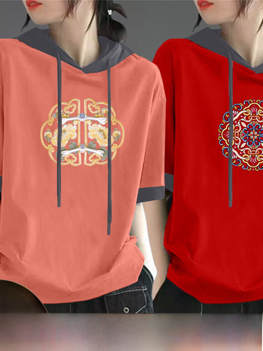 Rood puur katoenen T-shirt met - Streetwear Brand Hats recensie en prijs